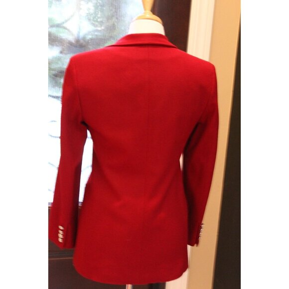 Lauren Ralph Lauren Red Wool Classic Blazer Jacket w Silver Buttons Size 4P - Picture 9 of 12